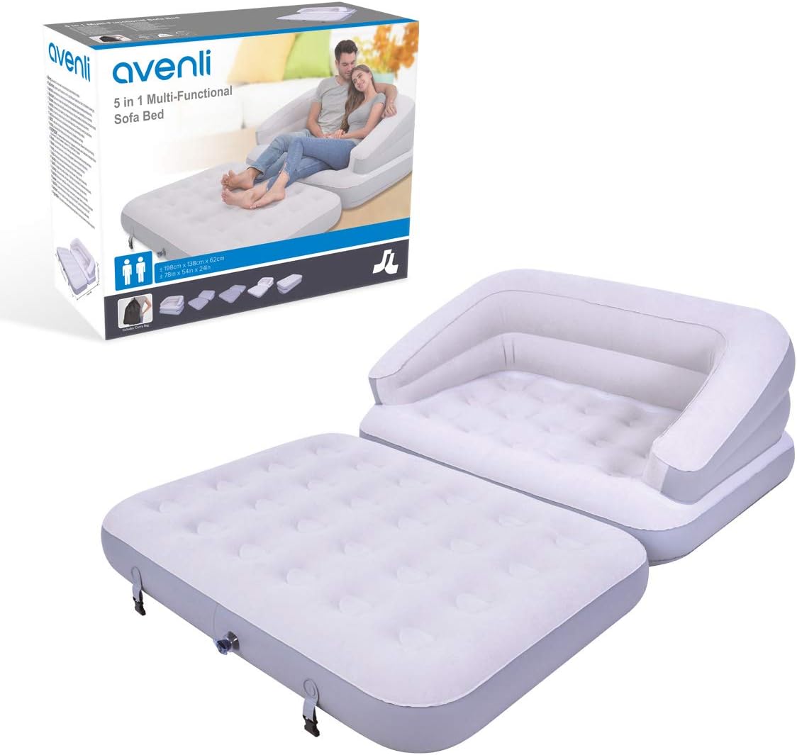 Benross Group Avenli 88170 5-in-1 Inflatable Flocked Sofa BedGreyEasy to InflateIdeal for Camping, Festivals or Spare Bed