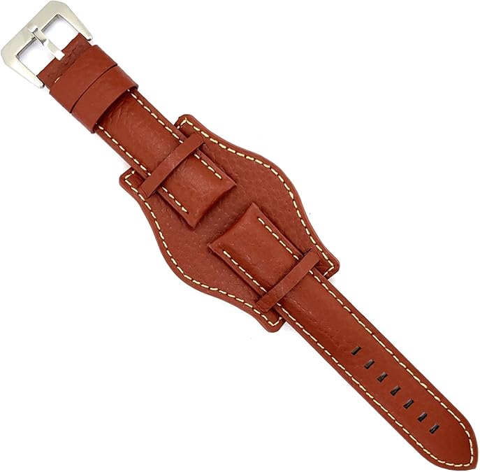 diloy Bund or Cuff 386 Bison Engraved Leather Watch Strap