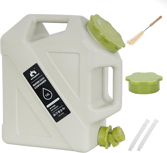Camping Water Jug - 3.2 Gallan Water Container with Spigot | Portable Water Tank for Outdoor Hiking Picnic Supplies - White