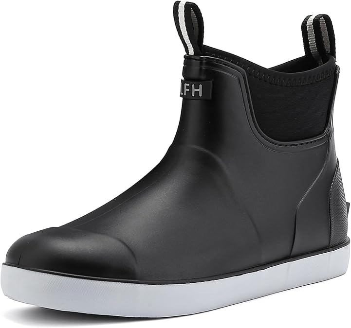 Men's Deck Boots, Waterproof Ankle Rain Boots Men Anti-Slip Traction, Outdoor Rubber Fishing Garden Boots High-Performance Shoes for Farming