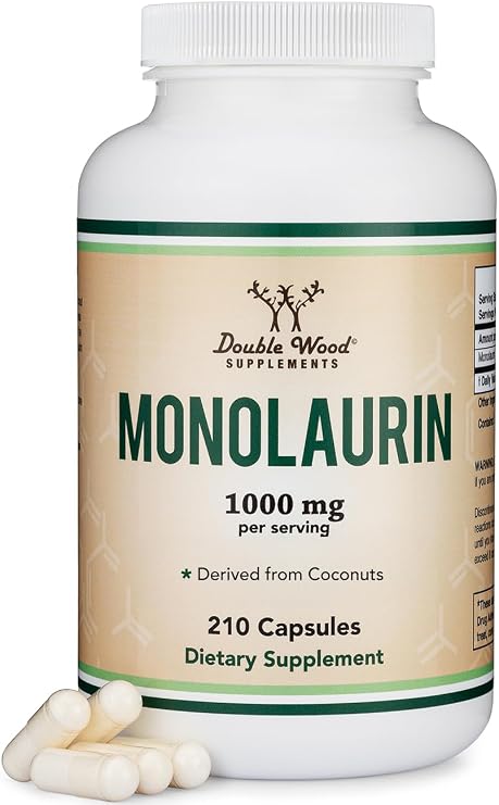 Monolaurin 1,000mg, Coconut-Derived Immune + Gut Support, 210 Capsules
