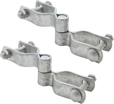 2 Sets Chain Link Fence Gate Hinge,Heavy Duty Gate Hinges with 1-14 Female Hinges2 Piece and 1-14 Male Hinges2 Piece,NutBolt Included,4 mm Thickness,Zinc Coated