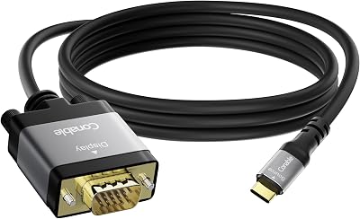 USB C to VGA Cable 10 FT, USB Type-C to VGA Adapter Cord, Thunderbolt 34 Compatible with iPhone 1615 Series, MacBook ProAir, iPad Pro, iMac, Galaxy S24, XPS, Surface Book 3 and More, Black Cable