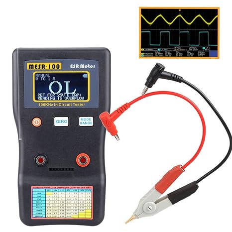 Capacitor Tester, Aoresac MESR-100 ESR Circuit Tester Ohm Meter Professional Low Ohm Meter Up to 0.01 to 100R Measuring Internal Resistance of Capacitor Capacitance with SMD Test Clip