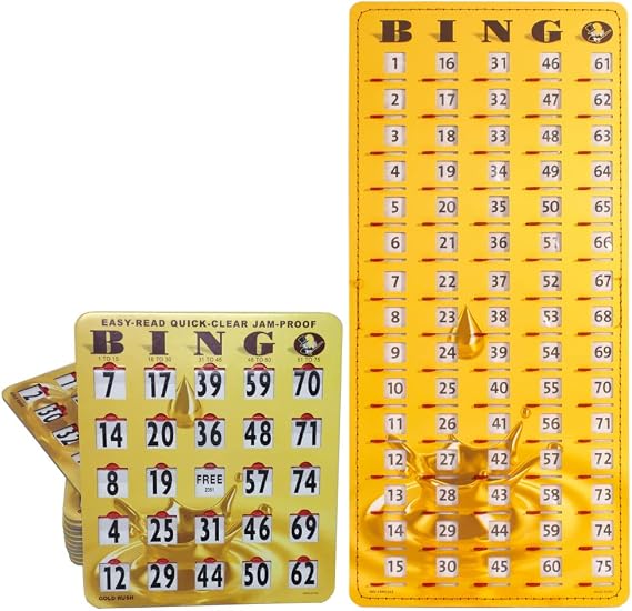 MR CHIPS 100 Easy Read Quick Clear Bingo Cards with Sliding Windows and Master Board