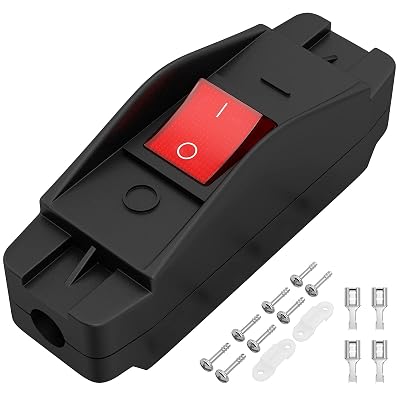 Joinfworld Inline Cord Switch 30A 250V120V AC Heavy Duty ON Off Switch DPST 4 Pin KCD2 in line Power Switch Red LED Lighted for High Amp Electric Appliances