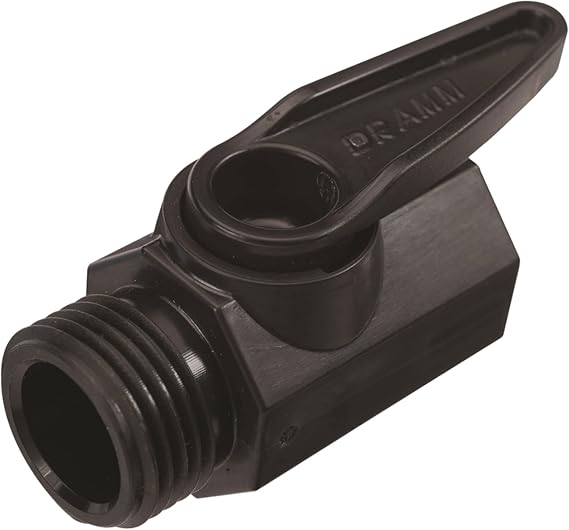 Dramm Plastic Shut Off Valve with One Piece Ball & Large Handle for Ease of Use, Heavy Duty Construction, Black