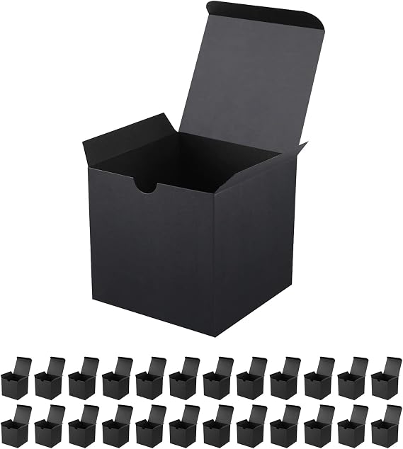 JINMING 25 Small Gift Boxes 2x2x2 Inches, Matte Black Gift Boxes Bulks | Groomsman Proposal Boxes for Light Gifts, for Mother's Day, Father's Day, Cupcake, Candy, Birthday