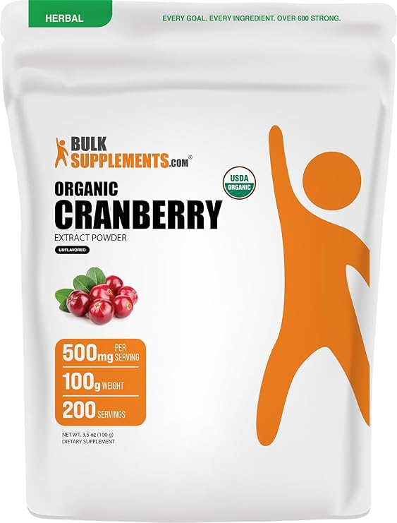 Organic Cranberry Extract Powder - Organic Cranberry Flavoring Powder, Sourced from Vaccinium Macrocarpon Fruit - Vegan & Gluten Free, 500mg per Serving, 100g (3.5 oz) (Pack of 1)