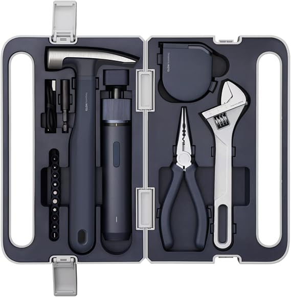 HOTO 18-Piece Home Tool Kit with Electric Screwdriver & LED, 3 Torque Modes