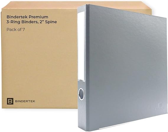 3-Ring Premium Binder, 7pk - Light Gray, 2" Spine, by Bindertek