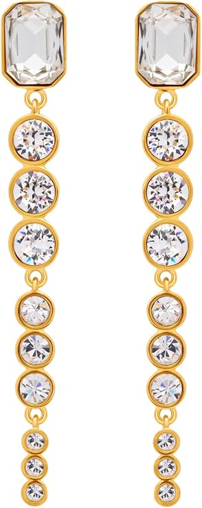 Cascading Mixed-Stone Drop Clip-On Earrings