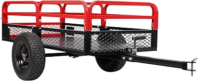 1500 LBS Heavy Duty Steel Dump Cart with Removable Sides - 15 Cubic Foot Utility Trailer, Hand Pull & Foot Pedal Dump for ATV, UTV, Tractor and Lawn Mower, All-Terrain Tires for Garden and Farm Use