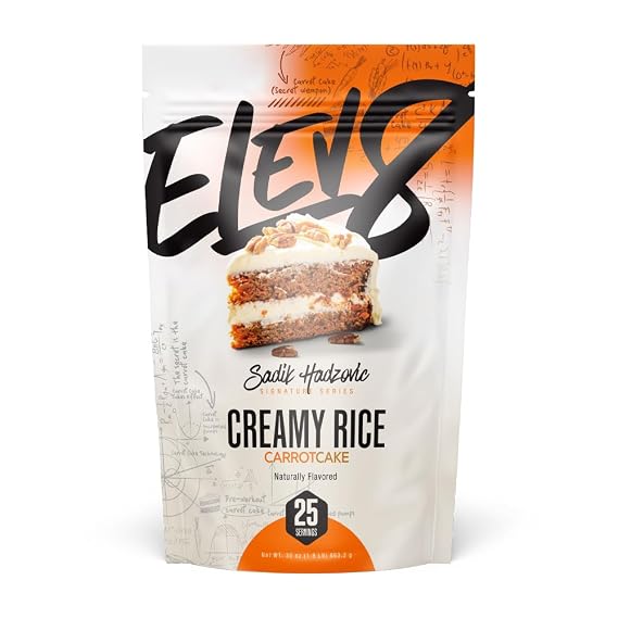 Elev8 Creamy Rice Signature Series Carrot Cake Flavor Cream of Rice Cereal 25 Servings Sugar-Free, Gluten-Free Easy-to-Digest Carbs for Pre & Post Workout Nutrition Just Add Water