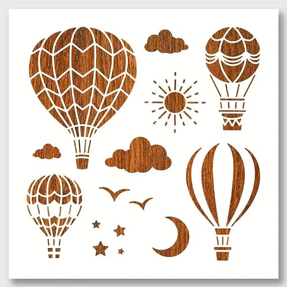 Hot Air Balloon Wall Stencils Template Reusable Spray PaintStencils for Craft Painting On Wood Craft Canvas Walls Wood Furniture Decorations DIY Scrapbooking