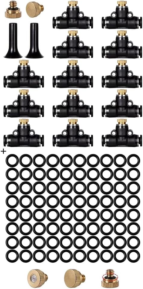 Brass Misting Nozzles kit with Standard O-Ring,3/16" ID, 5/16" OD 3/16 O Ring Black