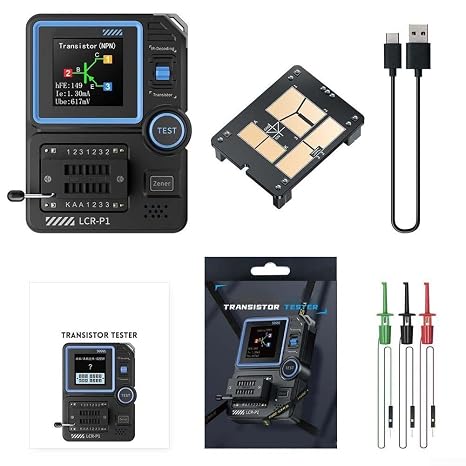 EasyByMall LCR-P1 Transistor Tester Multi-Function Transistor Tester LCR ESR Meter for Diode Triode Capacitor Resistance Transistor