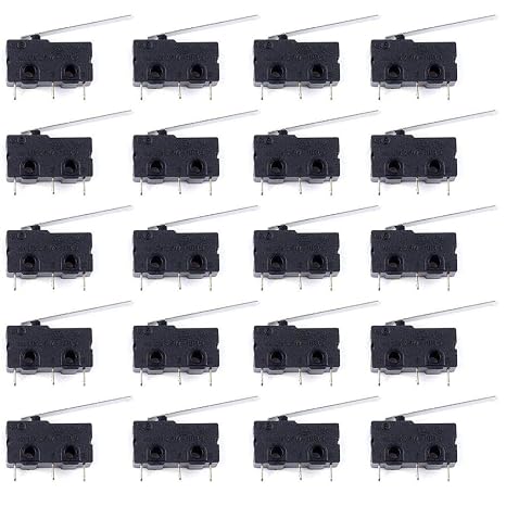 DAOKI 20Pcs Micro Limit Switch Lever Arm Long 28MM SPDT 3 Pins 3 Terminals Momentary Switch 5A 125 250VAC for Arduino