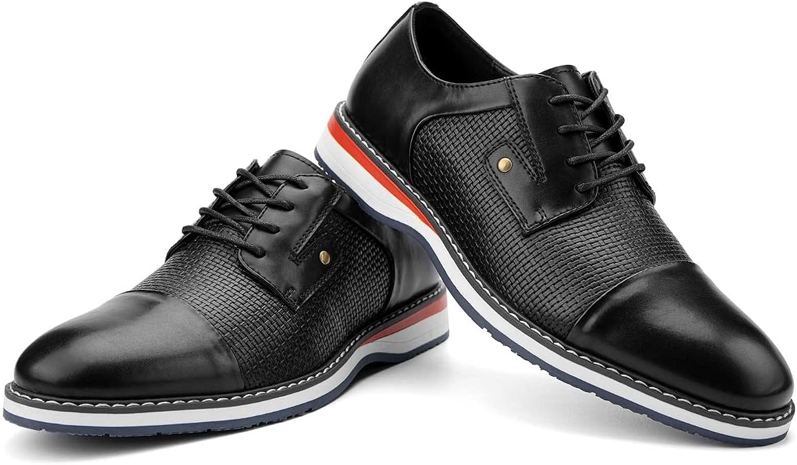 JITAI Men's Oxford Dress Shoes Lightweight Fashion Shoes with Wingtip Brogue & Lace-up Design