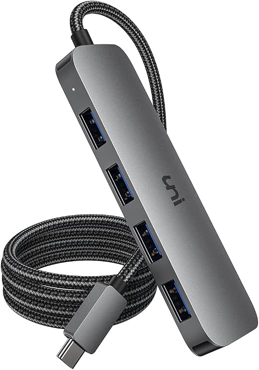 uni USB C to USB Hub 4 Ports, Aluminum USB C Adapter with 4 USB 3.0 Ports | Thunderbolt 3 to Multiport USB 3.0 Hub Adapter for MacBook Pro/Air 2020/2019, iPad Pro 2023, Dell, Chromebook