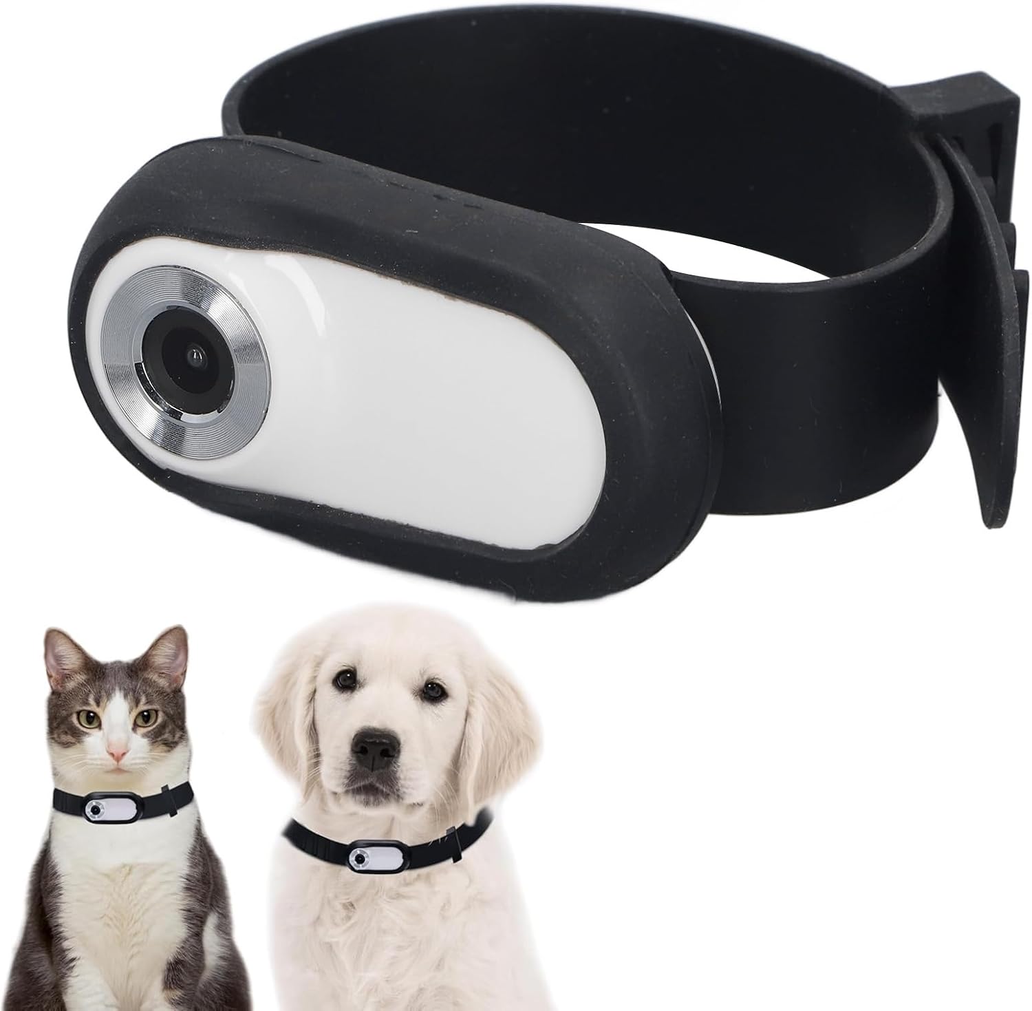 GOWENIC 1080P Full HD Pet Collar Camera, Small Lightweight Dog Cat Action Camera with 0.96 in LCD Display Video Records 90° Wide Angle Video Image for Indoor Outdoor White
