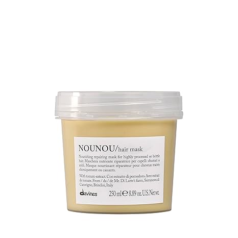 Davines NOUNOU Hair Mask, Repairing Untangling Action for Highly-Processed, Chemically Treated, Dry, Damaged or Brittle Hair - Restores Hydration & Body with Tomato Extract, Weightless, 8.45 Fl Oz