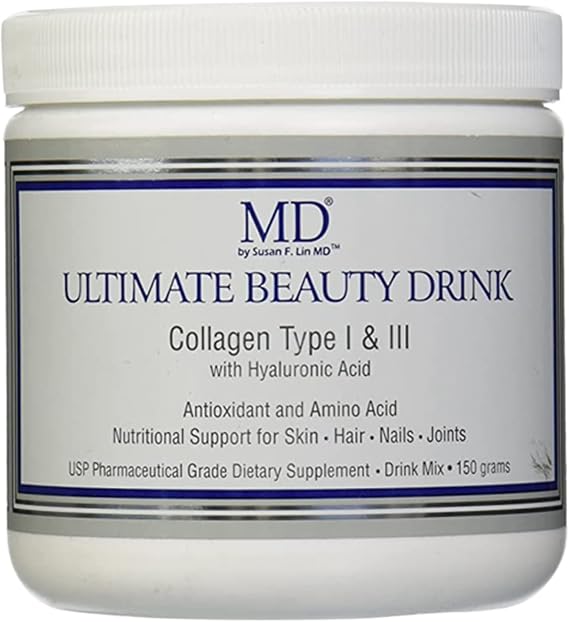 MD Ultimate Beauty Drink Powder Collagen Type I & III | Collagen Dietary Supplement with Antioxidants | Provides Nutritional Support to Skin, Hair, Nails, Joints | 150 Grams | Powder Form