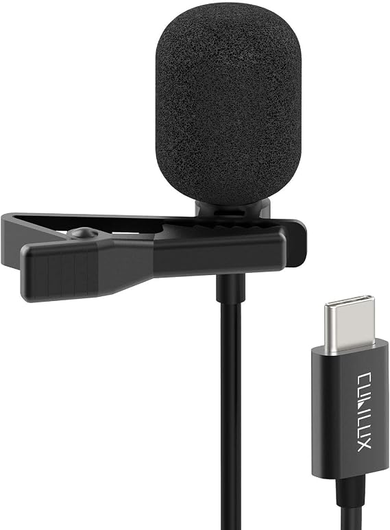 Cubilux USB C Lavalier Microphone, Omnidirectional, 48 kHz / 24 Bit, 5 ft