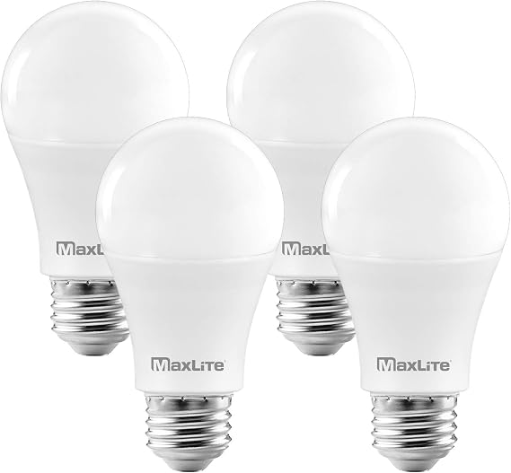 MaxLite A19 LED Bulb, Enclosed Fixture Rated, 100W Equivalent, 1600 Lumens, Dimmable, E26 Medium Base, 2700K Soft White, 4-Pack