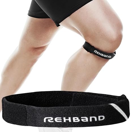 Rehband Patella Tendon Brace Sport, Patella Knee Strap with Pressure Pad, Patellar Tendon Band for Running, Soccer, Handball, Tennis, Colour:Black, Size:Small/Medium