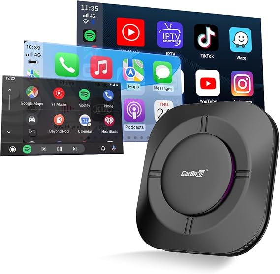 CarlinKit Aibox-Plus Android 13.0 Adapter, 8+128G Standalone System, Wireless CarPlay & Android Auto, 3-in-1 Multimedia Box for Cars with Wired CarPlay