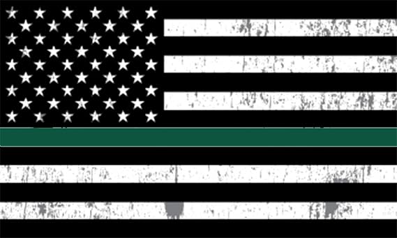 Rogue River Tactical Thin Green Line Sticker Tattered USA Flag Car Decal Window Bumper Support for Military (3x5)