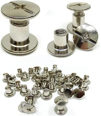 Chicago Binding Screws Post,DANCEPANDA 50 Sets Fastener Leather Repair Screws Metal Round Cross Head for Book Scrapbook Photo Album Belt Tooling 5X 6mm 5  6