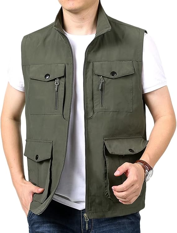 Men's Fishing Waistcoats Multi Pocket Outdoor Vest Hunting Hiking Vest Jacket Breathable Photography Top Waterproof