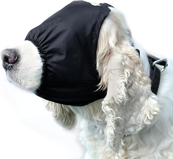 NACOCO Dog Calming Cap Eye Mask Nylon Shading Pet Mask Muzzle for Grooming Anti Car Sickness (Black,L)