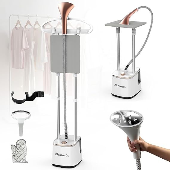 Standing Garment Steamer 2000W Professional Steamer for Clothes with Ironing Board, 10 Steam Levels, 30s Fast Heat-up, 2.7L/91FL.OZ Water Tank, Wrinkle Removal for Home & Commercial Use