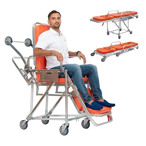 Aluminum Alloy Ambulance Stretcher with Wheels, Folding Automatic Loading Ambulance Gurney Stretcher, for Emergency Evacuation, Rescue, Capacity 400 lbs
