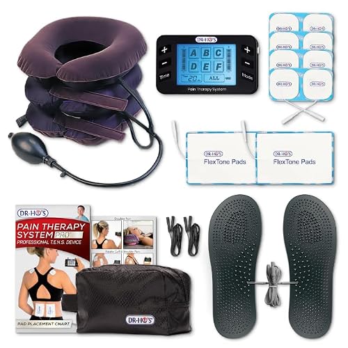 Dr Hos Neck Comforter Deluxe Kit Inflatable Travel Neck Pillow and Traction Device Heated Massager, Spinal Secrets DVD & Relief Book