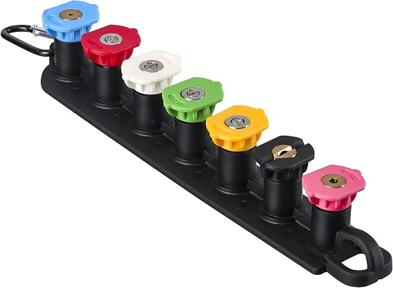 RIDGE WASHER Pressure Washer Nozzle End Set Nozzle Holder, 7 Spray Nozzle Tips, 1/4 Inch Quick Connector, 4000 PSI