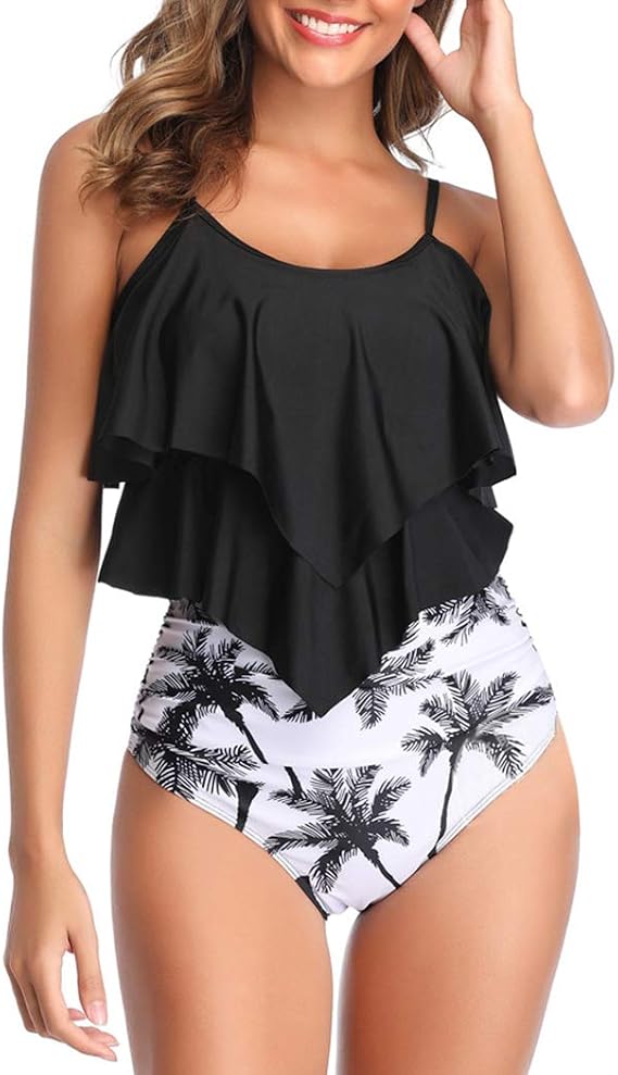 Tankini Swimsuits for Women High Waisted Two Piece Bathing Suits | Tummy Control Swimwear, Quick-Dry Soft Stretchy Fabric, Plus Size, Perfect for Beach Pool Cruise Vacation