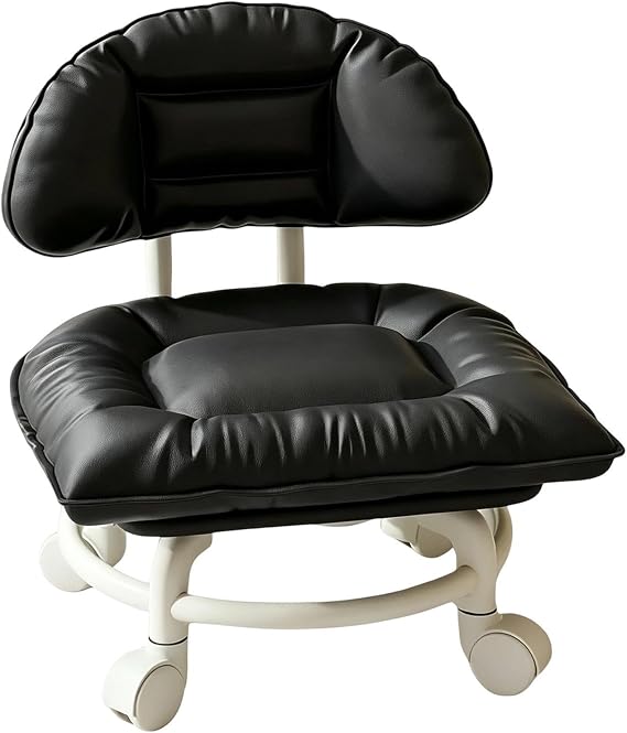 Rolling Backrest Chair with Padded Seat & 360 Silent Casters