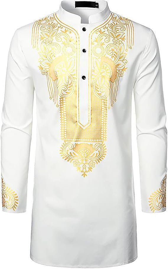 Alalaso Mens Muslim Kaftan Clothes Saudi Arabic Middle East Islamic Robes Long Sleeve Lightweight Clothing Ramadan Dress