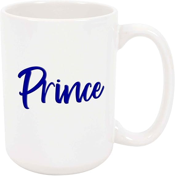 Prince Coffee Mug - Personalized Ceramic Cup with Name, 11 oz Gift for Her | White Ceramic, Two Sided Print, Dishwasher and Microwave Safe, Birthday Christmas Gift for Her or Him, Easy Grip Handle