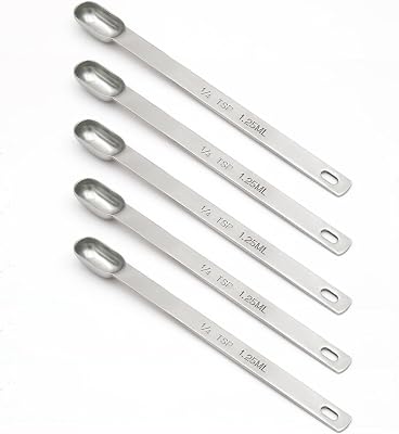 5PCS 14tsp 1.25ml Single Measuring Spoon, Stainless Steel Long Handle Individual Teaspoons Only