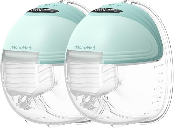 MomMed Wearable Breast Pump (Model S21) Double Electric Hands-Free Breast Pump, Leak-Proof Design, 3 Modes (Stimulation, Expression, Auto) & 12 Vacuum Levels, Portable and Quiet, Green, 2 Pack