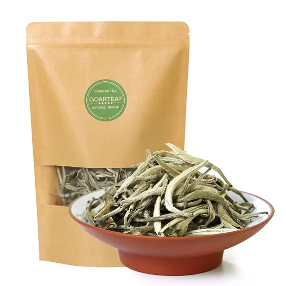 GOARTEA 100g / 3.5oz Premium Silver Needle White Tea - Baihao Yinzhen Chinese Silver Tips Loose Leaf White Tea