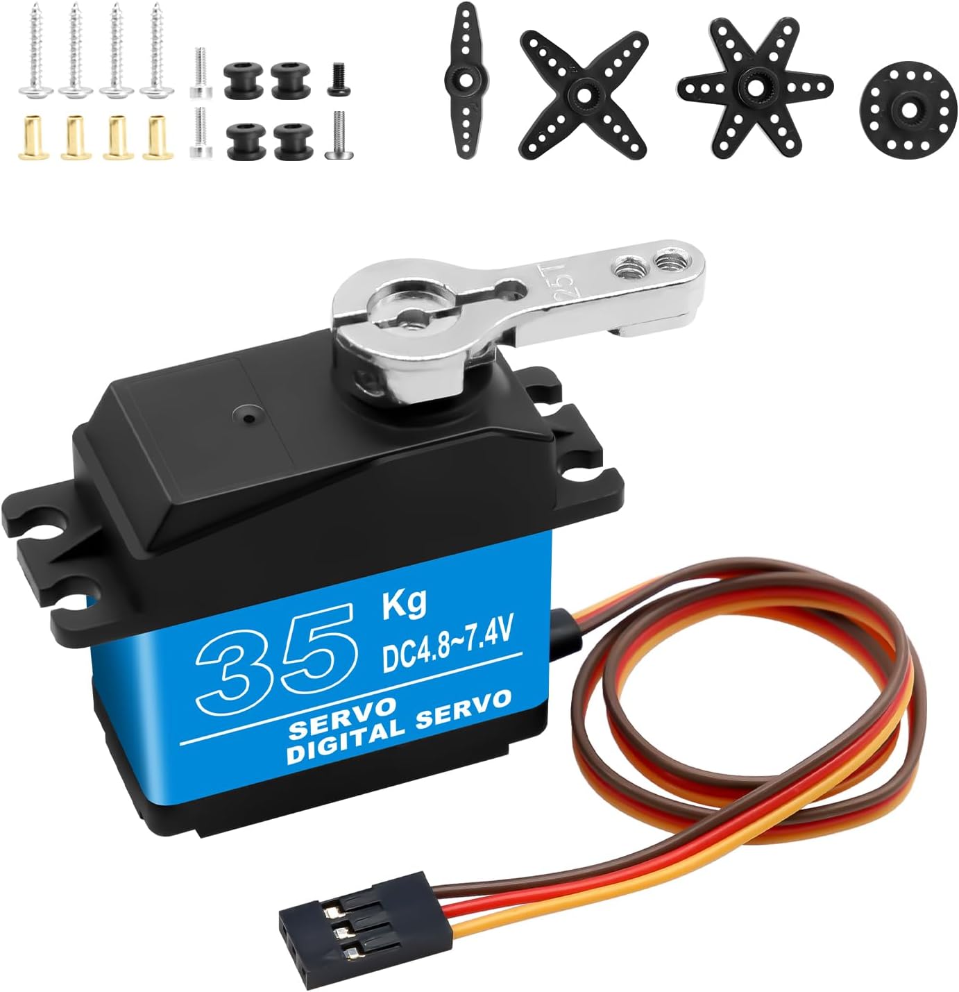 35KG High Torque Servo Motor Servo AYWHP 1 Pcs RC Servo High Torque Metal Gear Digital Servo RC Servo Servo for RC RoboticHelicopterCarBoatDIY, 18 110 RC Car Control Angle 0-270°
