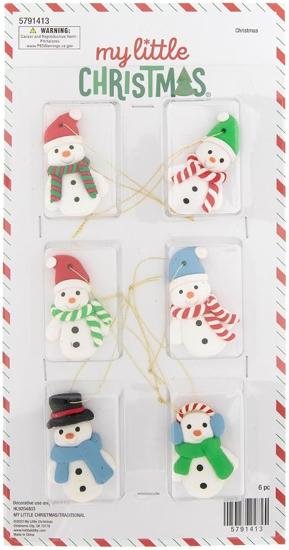 Hobby Lobby My Little Christmas Snowman Mini Ornaments, 6 Piece