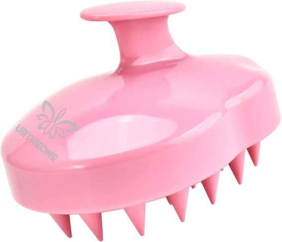 URTHEONE Soft Silicone Hair Scalp Massager Shampoo Brush for Wet Dry Oily Curly Straight Thick Thin Rough Long Short Natural Men Women Kids Pets Hair Care Tools(Pink