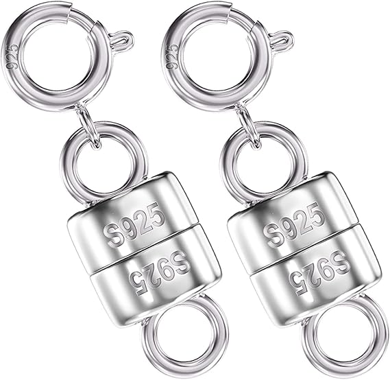 925 Sterling Silver Magnetic Necklace Clasps and Closures,Mini Bracelets Clasp Converter Gold and Silver Chain Extender for Jewelry Making Supplies